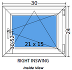 30"x24" Single Sash European uPVC Tilt and Turn Window