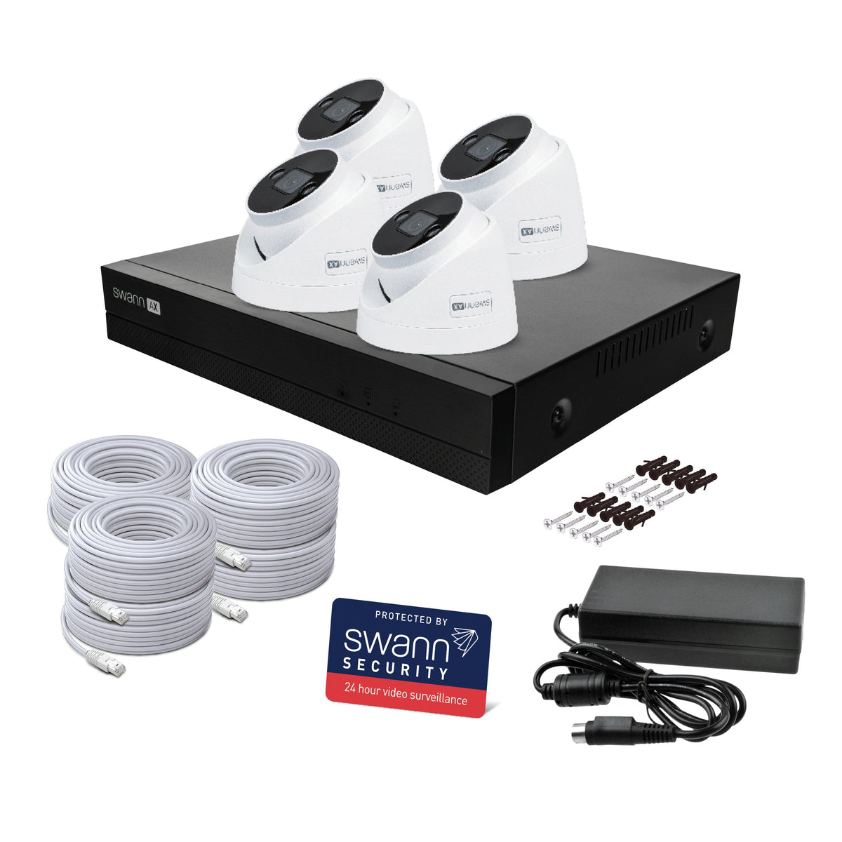 Swann AdvancedX 4K 1TB 8-Channel Wired PoE NVR CCTV with 4 Dome Camera Kit