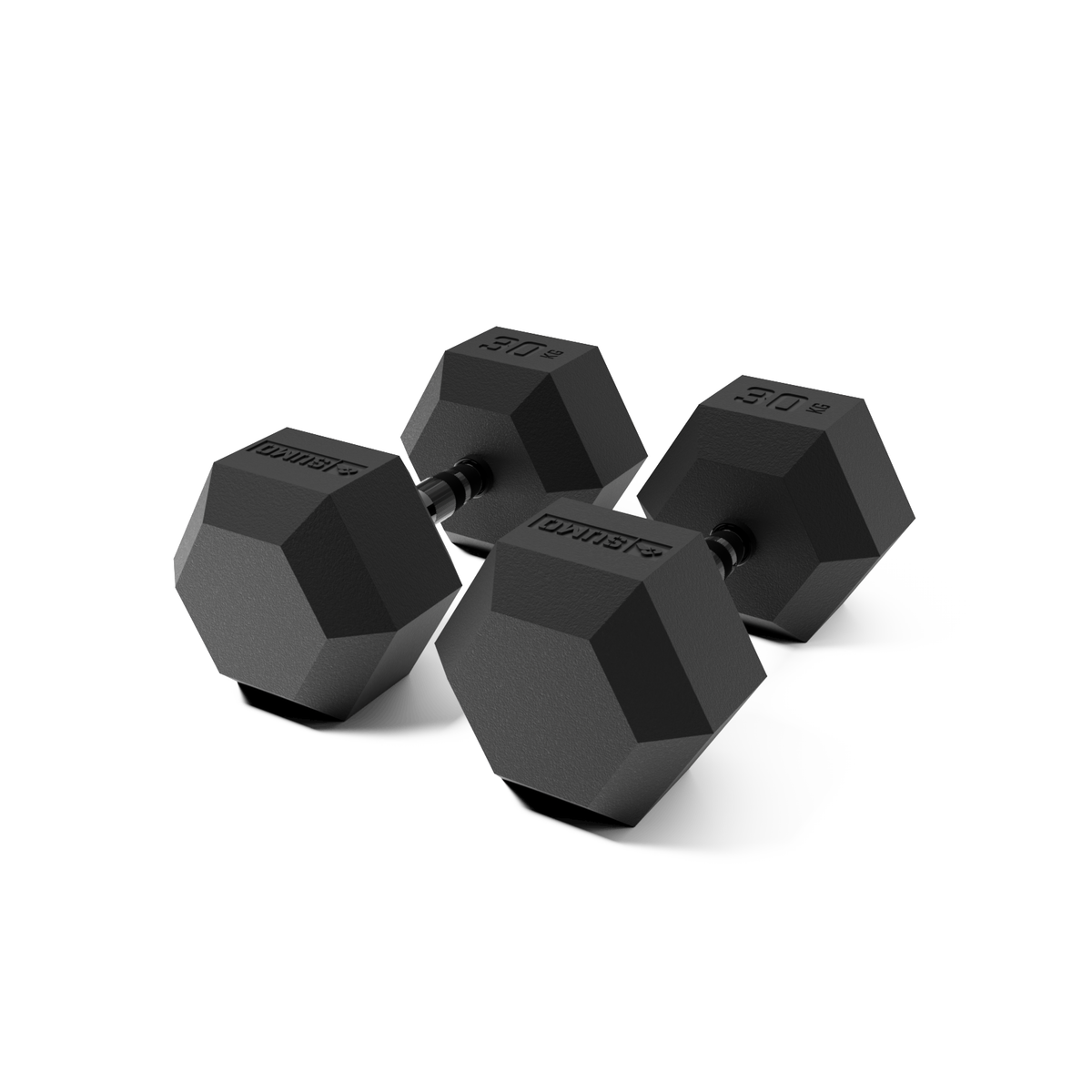 30kg Black Hex Dumbbell Pair