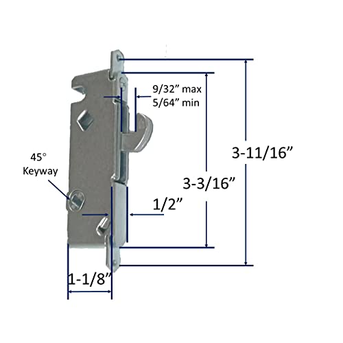 House Guard Sliding Patio Door Handle Set, Mortise Lock, 3-15/16", Black - color: Black