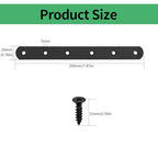 Flat Straight Braces, Black Mending Plate, Heavy Duty Metal Straight Brackets, Repair Joining Bracket, Repair Plates Fixing Bracket Connector for Wood, Furniture, with Screws