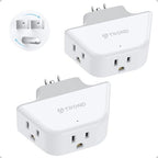 TROND 360 Rotating Plug Outlet Extender for Bathroom, 2 Pack - color: White, size: 3AC-3 Prong (Rotating Plug), 2 Pack