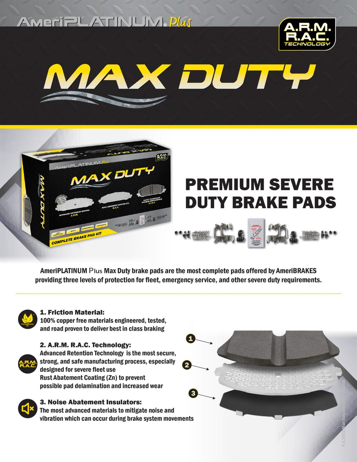 RAM Front & Rear Galvanized Disc Brake Pads for Ram 3500 Pick Up DRW 2019-2025