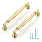 HOME EDIT Brushed Gold Cabinet Handles 5 Inch Pulls 10 Pack - color: Brushed Gold, size: 5 inches Hole Center