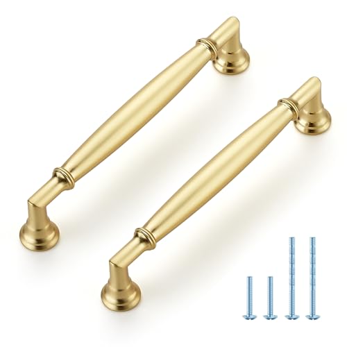 HOME EDIT Brushed Gold Cabinet Handles 5 Inch Pulls 10 Pack - color: Brushed Gold, size: 5 inches Hole Center