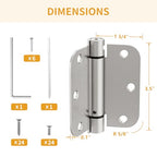 Luxbaro 3 Pack Self Closing Door Hinges 3.5 Inch, Adjustable Tension - color: Brushed Nickel-5/8'', size: 3.5" 3 Pack