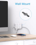 PD 30W USB C Power Strip Surge Protector 6Ft, 1080J Desk Charging Station - color: White&Gray, size: 6ft