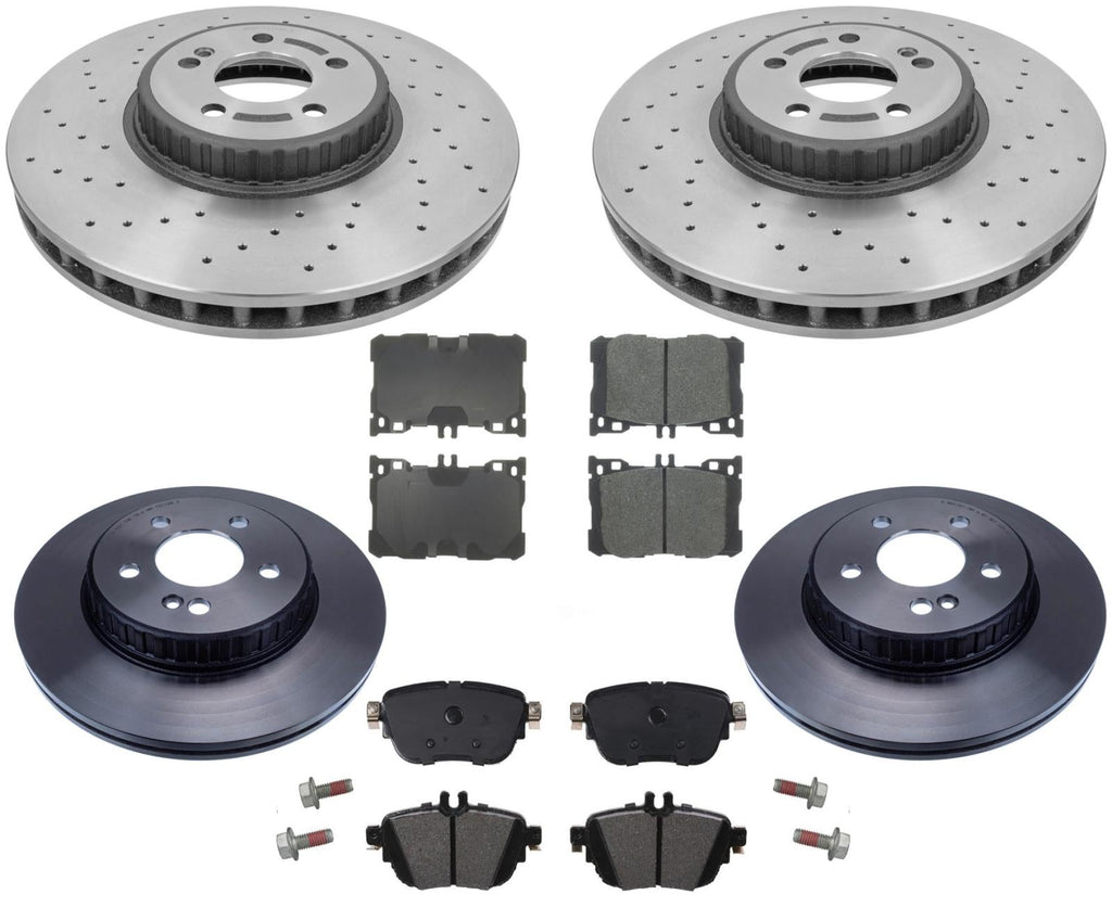 Front & Rear Rotors & EPS Brake Pads For Mercedes Benz E300 2017-2019 AMG Sport