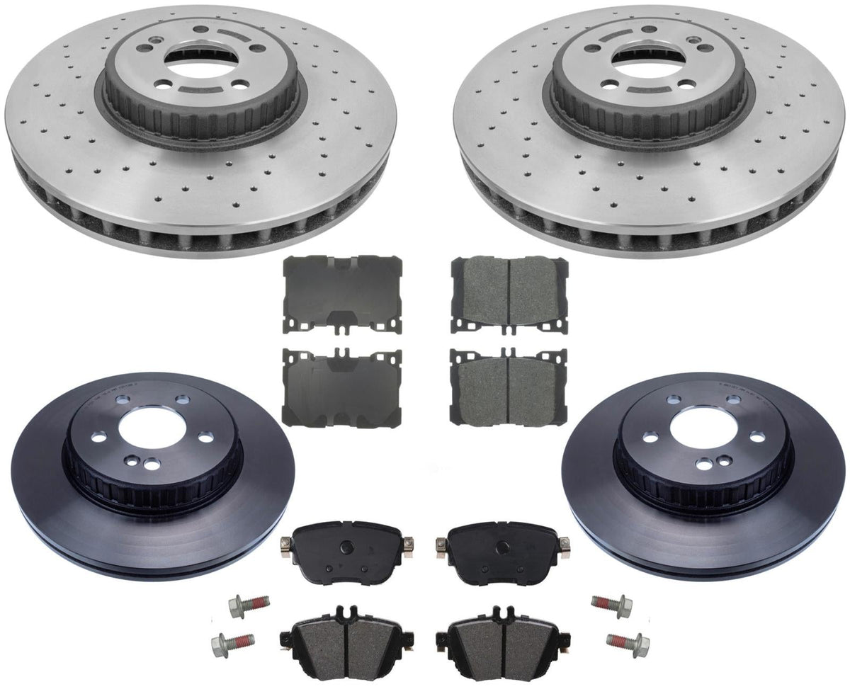 Front & Rear Rotors & EPS Brake Pads For Mercedes Benz E300 2017-2019 AMG Sport