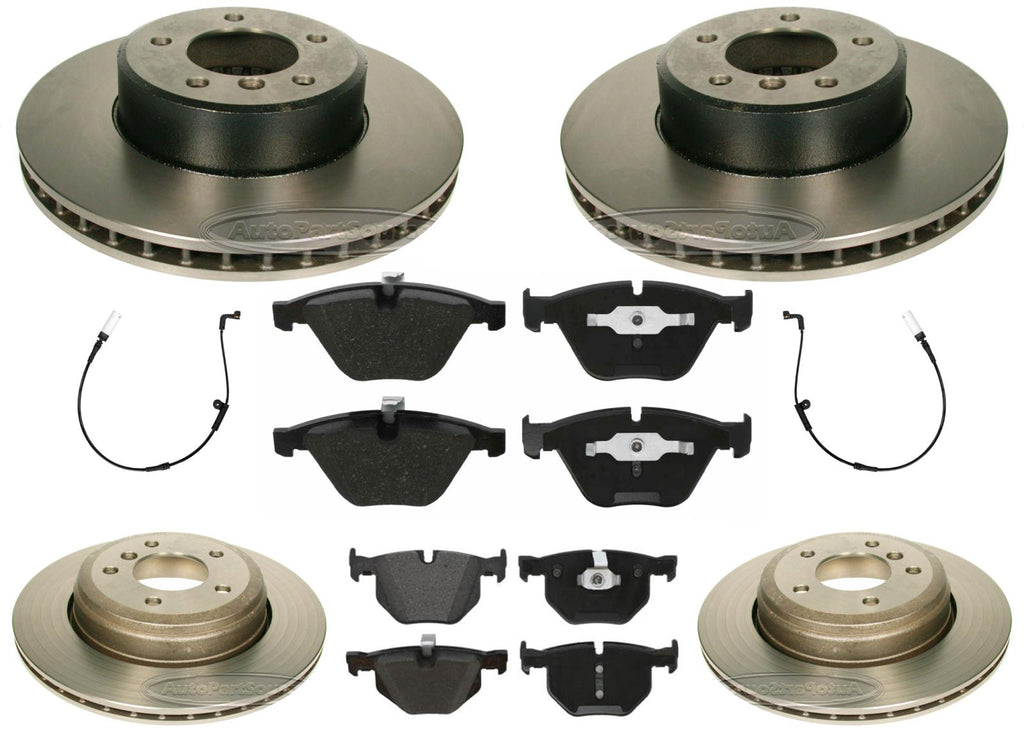 Front & Rear Carbon Coated Rotors EPS Brake Pads For 525i 04-07 Automatic Trans