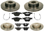 Front & Rear Carbon Coated Rotors EPS Brake Pads For 525i 04-07 Automatic Trans