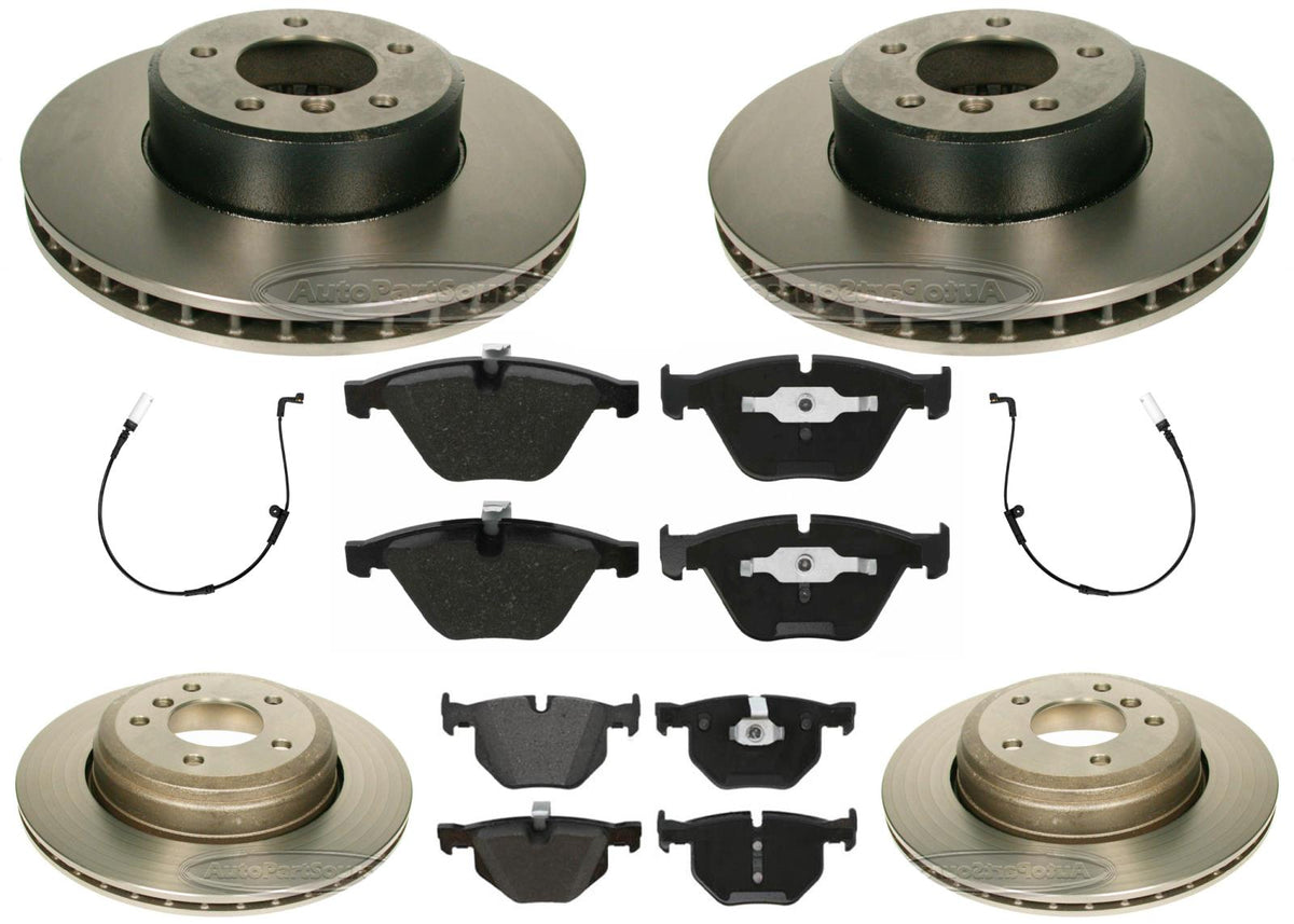 Front & Rear Carbon Coated Rotors EPS Brake Pads For 525i 04-07 Automatic Trans