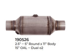 Universal Catalytic Converter EPA Approved 2.50" x 15.0 OAL 5" OD Made in USA