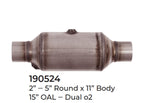 2 Universal Catalytic Converter EPA Approved 2.00" x 15.0 OAL 5" OD Made in USA