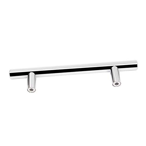 Probrico 30 Pack|3.5 inch Drawer Pulls Stainless Steel, Modern Polished Chrome Cabinet Pull, Round T bar Handles Dresser Drawer knobs, Kitchen Cabinet Knobs Hardware, 6 inch Overall Length - color: Polished Chrome, size: hole center 3-1/2"