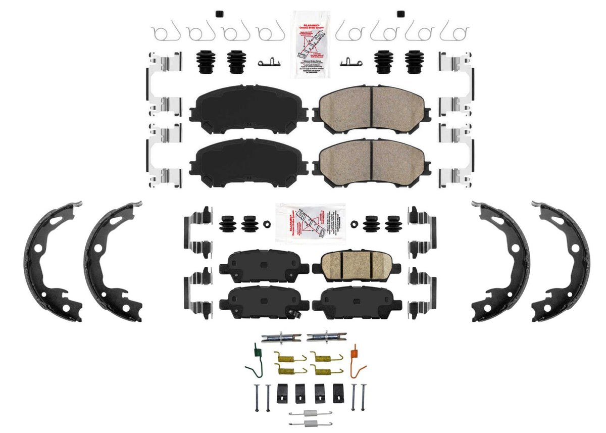 Front & Rear Ceramic Brake Pads Parking Shoes for Nissan Rogue 2017 2020 2022