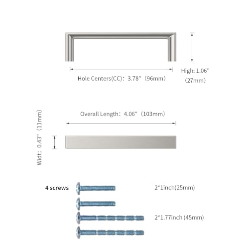 6 Pack 3.75 Inch Brushed Nickel Cabinet Pulls, Kitchen Hardware - color: Brushed Satin Nickel, size: 3.75"/96MM Hole Center, style: 6 Pack