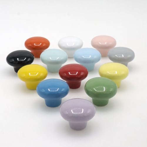 10-Pack Ceramic Cabinet Knobss Light Purple 32mm Round Drawer Pull - color: Purple