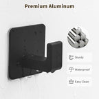 GWAAZXGZ Square Self Adhesive Towel Hooks - 6 Pack Matte Black Metal Hooks - color: Black, size: 6 Pack