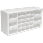 Akro-Mils 26-Drawer Plastic Storage Cabinet, 20" W x 6" D x 10" H, White - color: White, size: 26 Drawer, style: 1 Pack