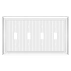 White Natural Material Quad Toggle Light Switch Cover Plates (1-Pack） - size: Quad Switch