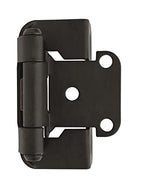 Amerock 1 Pair 1/2" Overlay Matte Black Partial Wrap Cabinet Hinge - color: Matte Black, size: 1/2 Inch (13 mm) Overlay