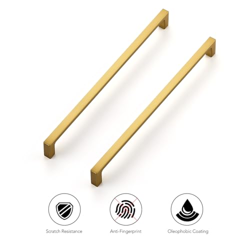 Ravinte Brushed Brass Solid Pulls Cabinet Handles 10 Inch 5 Pack - size: 10 Inch Hole Center