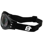 Birdz Eyewear Parrot Folding Padded Motorcycle Goggles Black Frame with Smoke Lens for Men & Women