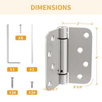 Luxbaro 3 Pack Self Closing Door Hinges, 4 Inch, Adjustable Tension - color: Brushed Nickel-5/8'', size: 4" 3 Pack