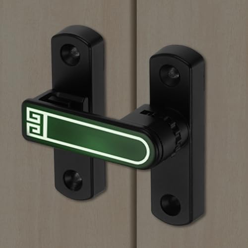 uxcell 2Pcs Barn Door Lock, Zinc Alloy 90/180 Degree Flip Gate Latches, Adjustable Security Sliding Door Latch Lock with Screws for Cabinet, Window, Garden, Black Night Light with Sticker - color: Black(Night Light)