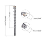 12mm x 200mm Masonry Drill Bit, Carbide Tipped Rotary Hammer Bit