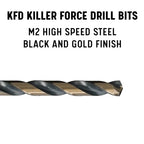 Drill America 3.00mm High Speed Steel Black & Gold KFD Split Point Drill Bit (Pack of 12), KFD Series - size: 3.00mm