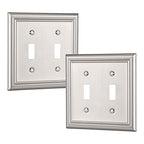 DEWENWILS Double Toggle Wallplates, Brushed Nickel Light Switch Covers - color: Brushed Nickel, size: 2 Toggle 2PK