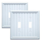 White Natural Material Double Toggle Light Switch Cover Plate (2-Pack) - size: Double Switch