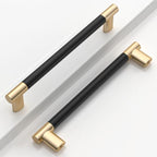 Black & Gold Knurled Cabinet Handles Kitchen Pulls 6 Inch 10 Pack - color: Black and Gold, size: 6" Hole Center