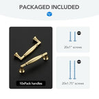 HOME EDIT Brushed Gold Cabinet Handles 3 Inch Pulls 10 Pack - color: Brushed Gold, size: 3 inches Hole Center