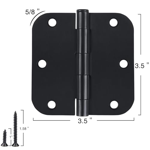 TDCHINGES Rounded Door Hinges Matte Black 3.5" Standard Hardware 36 Pack - color: Matte Black-Rounded, size: 36 Pack-no squeak