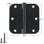 TDCHINGES Rounded Door Hinges Matte Black 3.5 Inch Heavy Duty Thick 2.2mm - color: Matte Black-Rounded, size: 4 Pack-no squeak