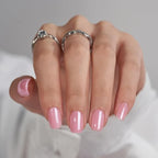 BTArtbox Press On Nails, Lotus Glazed, Short Square, Pink Chrome, 32Ct - color: A1-Lotus Glazed
