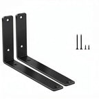 2 Pack - L 9" x H 6" x W1.5, 5mm Thick Black L Shelf Bracket, Iron Shelf Brackets, Metal Shelf Brackets, Floating Shelf, Shelf Supports with Screws - size: 9''x6'', style: Black 2 Pack