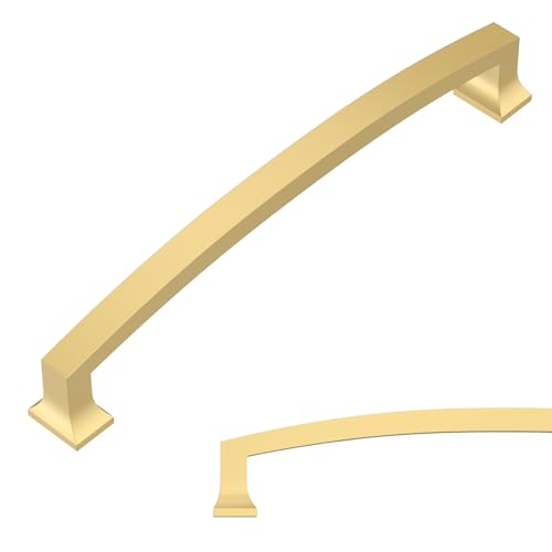 Amerdeco 10 Pack Brushed Gold Cabinet Pulls 10 Inch(254MM) Hole Center Gold Drawer Pulls Cabinet Hardware Kitchen Cabinet Handles for Bathroom Dresser Pulls ZH0009 - color: Brushed Gold, size: 10" hole center
