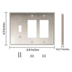 Henne Bery Soft Modern Decorative Wall Plate Switch Plate Outlet Cover (Double Decorator/Single Toggle, Satin Nickel) - style: Double Decorator/Single Toggle