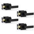 Estmoon 4 Pack Passage Door Knobs - Black Door Handle Interior Door Levers, Heavy Duty Non-Locking Locksets Hall Closet Handles, Reversible for Right & Left Sided Doors