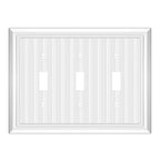 White Natural Material Triple Toggle Light Switch Cover Plates (1-Pack) - size: Triple Switch