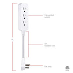 GE 3-Outlet Power Strip 5 Inch Braided Extension Cord with Multiple Outlets - size: 5 Inch