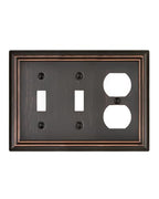 Switch Plates Outlet Covers, 1-Pack Metal Wall Plate, Aged Bronze - color: Aged Bronze, size: 2 Toggle/1 Duplex 1PK