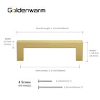 Goldenwarm 25 Pack 3.75 Inch Gold Cabinet Handles Brushed Gold Cabinet Pull - color: Gold, size: 3-3/4in Hole Centers