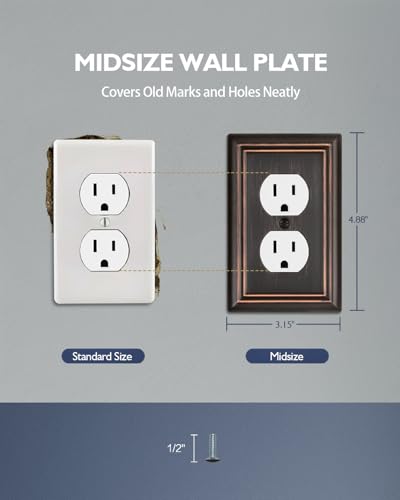 Switch Plates Outlet Covers, 4-Pack Metal Wall Plates, Aged Bronze - color: Aged Bronze, size: 1 Duplex 4PK