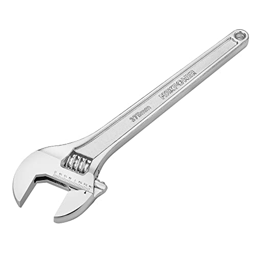MAXPOWER 15" Adjustable Wrench, 1-3/4" Jaw Opening, Tapered Handle - size: 15"