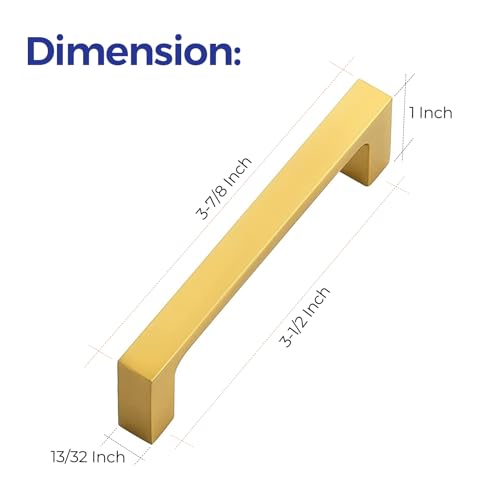 Ravinte Brushed Brass Solid Pulls Cabinet Handles 3-1/2 Inch 5 Pack - size: 3-1/2 Inch Hole Center